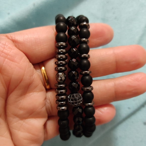 3 PC's stone beaded bracelet set - Picture 3 of 5